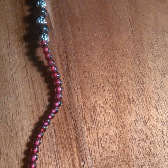 Simulated Ruby and Genuine Mozambique Garnet Silvertone Dragon Pendant Necklace - Picture 6 of 13